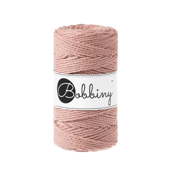 Fil macramé en coton recyclé "Rope Ø 3 mm - blush" (rose poudre) de Bobbiny