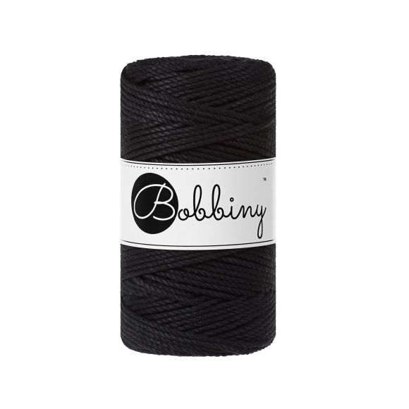 Fil macramé en coton recyclé "Rope Ø 3 mm - black (noir) de Bobbiny