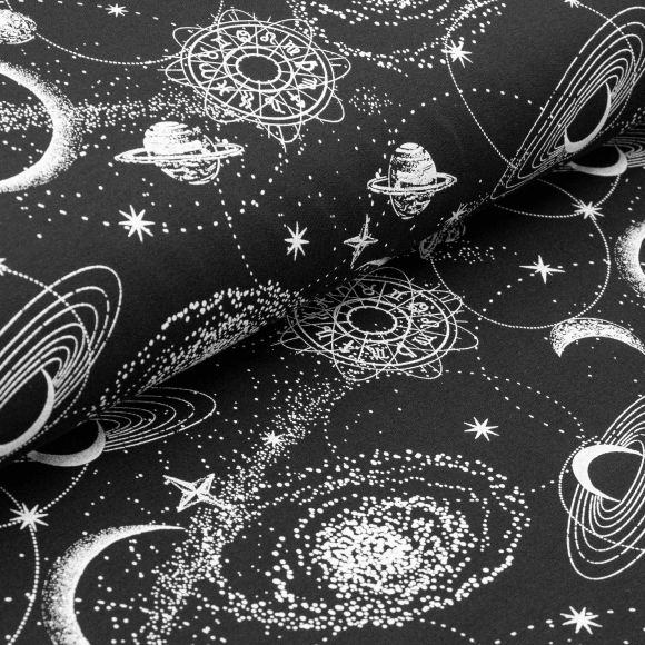 Sweat de coton "Univers/galaxie" (noir-blanc)