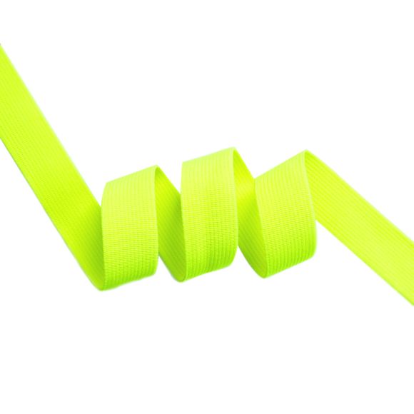 Ruban élastique "uni" 20 mm - au mètre (jaune fluo)