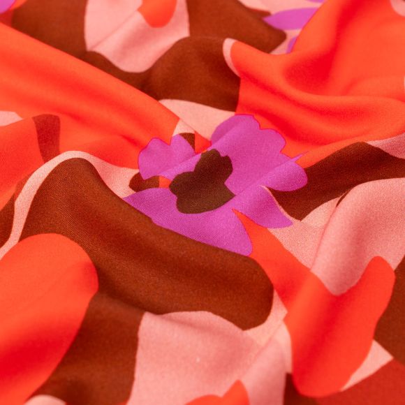 Viscose "Abstrait fluide" (rouge/brun/rose)