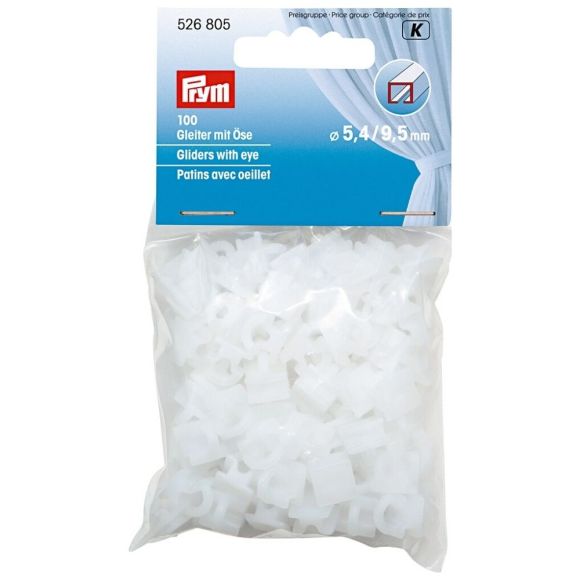 PRYM Vorhanggleiter mit Öse -  5.4/9.5 mm, 100 Stück (weiss) 526805