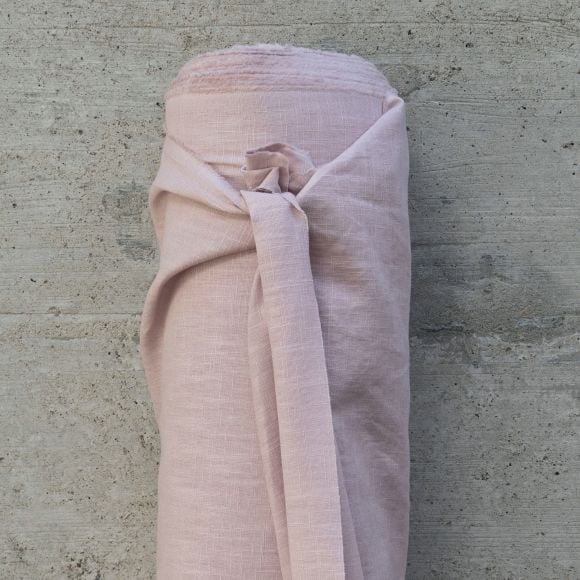 Tissu en lin - uni "natural washed" (rose poudre)