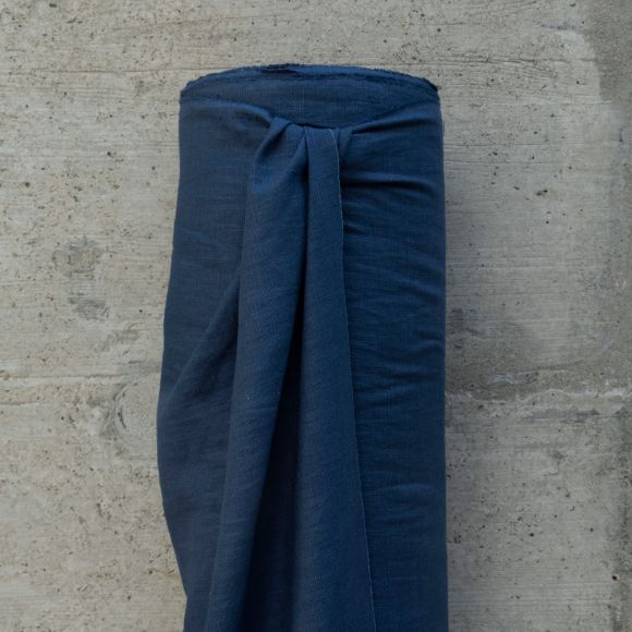 Leinenstoff - uni "natural washed" (indigoblau)