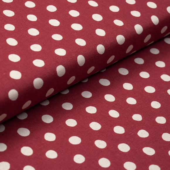 Coton/lin "Large natural dots" (rouge foncé-nature) de SEVENBERRY/Japon
