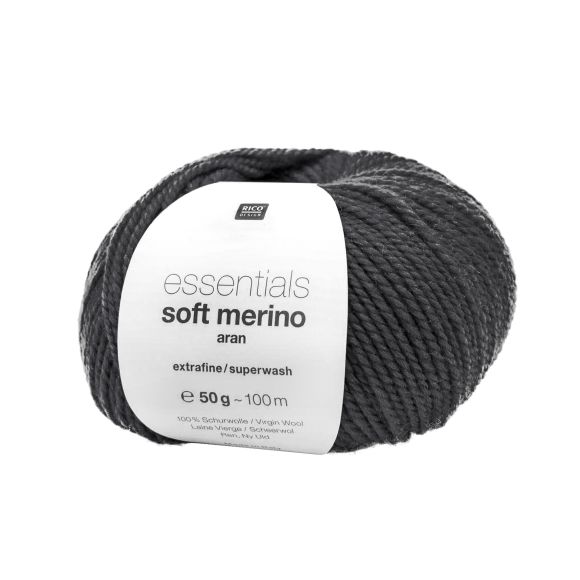 Merinowolle - Rico Essentials Soft Merino aran (schwarz)