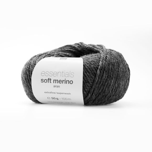 Laine mérinos - Rico Essentials Soft Merino Aran (gris chiné)