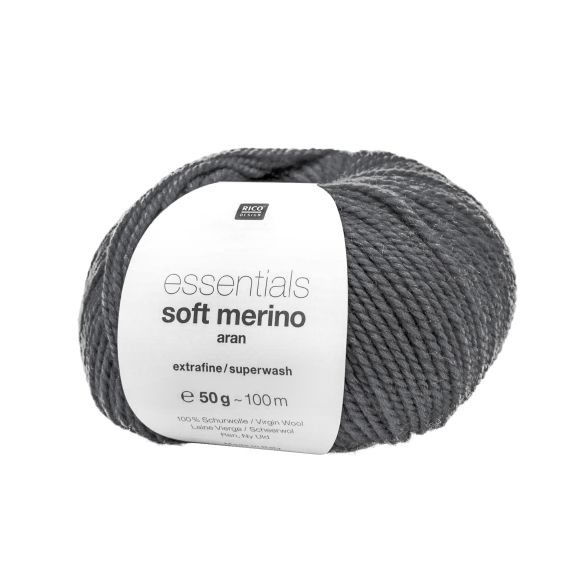 Laine mérinos -  Rico Essentials Soft Merino Aran (anthracite)