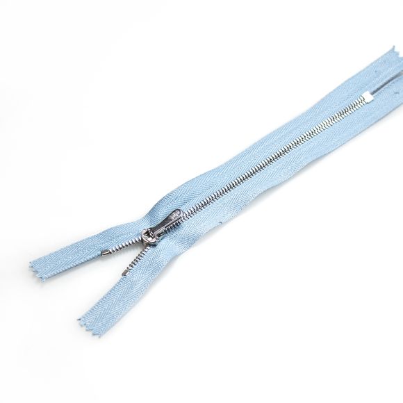 Fermeture à glissière pour pantalons non sép. "Metal 4" 12/16/18/20 cm (bleu clair/argenté) de riri
