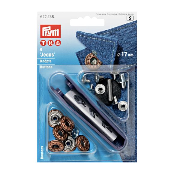 PRYM Jeansknöpfe "Sterne" - Ø 17 mm, 6 Stück (altbronze) 622238