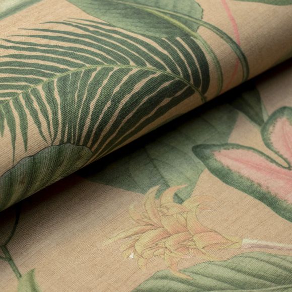 Deko- & Polsterstoff - Outdoor dralon® "Tropical Leaves" (beige-rosa/grün)