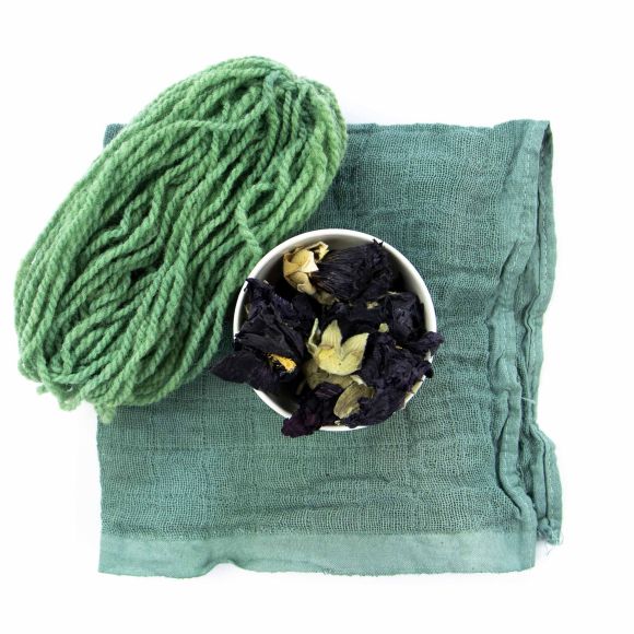 Pflanzenfarbe/Textilfarbe "Malvenblüten" (hellpetrol/grün) von Kremer Pigmente