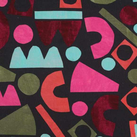 Canevas de coton "Unstable Balance" (noir-pink/olive/turquoise) de Nerida Hansen