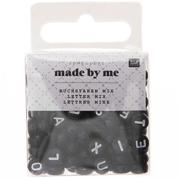 Perles à lettres - rondes "A-Z" 165 pièces (noir-blanc) de RICO DESIGN