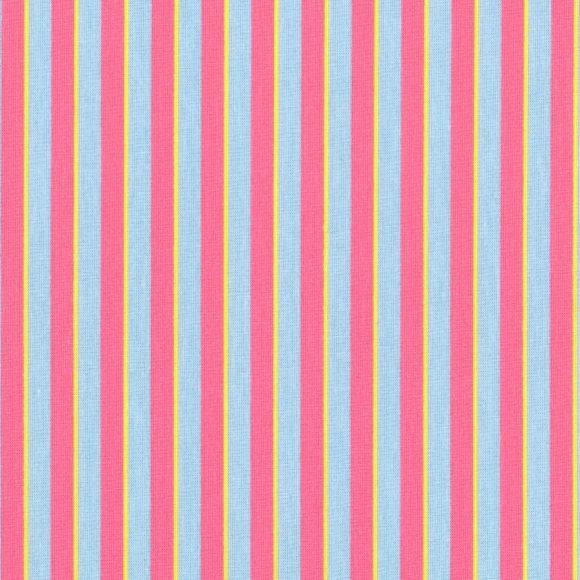 AU Maison - Coton "Lines-Fuchsia" (pink-bleu clair/jaune)