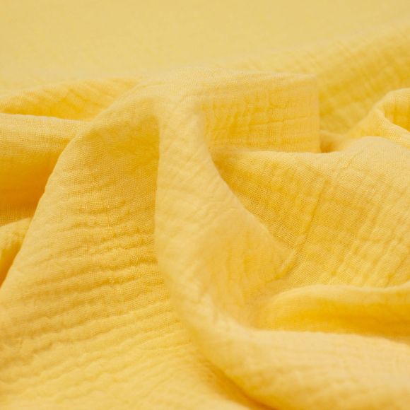 Double gaze de coton "Mousseline Basic" (jaune)