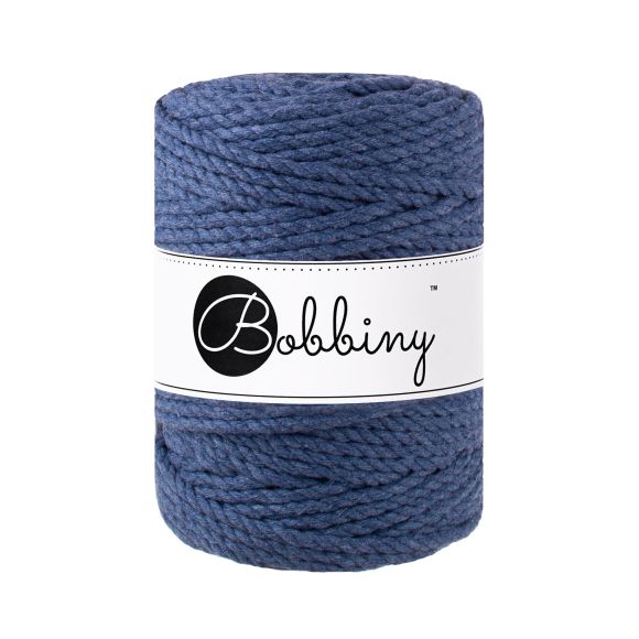 Fil macramé en coton recyclé "Rope Ø 5 mm - jeans" (bleu jean) de Bobbiny