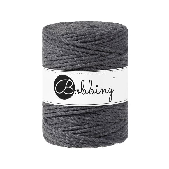 Recycling Makramee-Garn Baumwolle "Rope Ø 5 mm - charcoal" (anthrazit) von Bobbiny