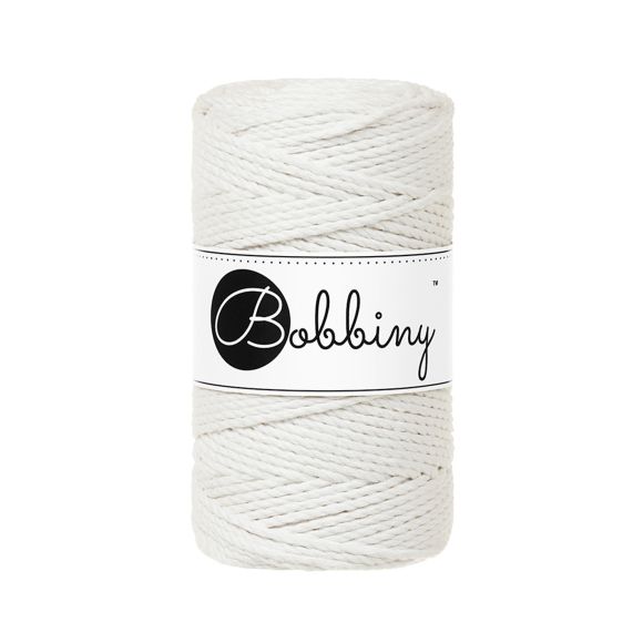 Recycling Makramee-Garn Baumwolle "Rope Ø 3 mm - off white" (offwhite) von Bobbiny