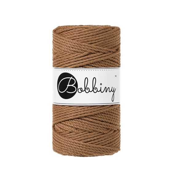 Fil macramé en coton recyclé "Rope Ø 3 mm - caramel" (brun) de Bobbiny