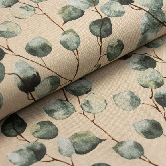 Canvas Baumwolle "Linen Look - Eukalyptus" (natur-grün)