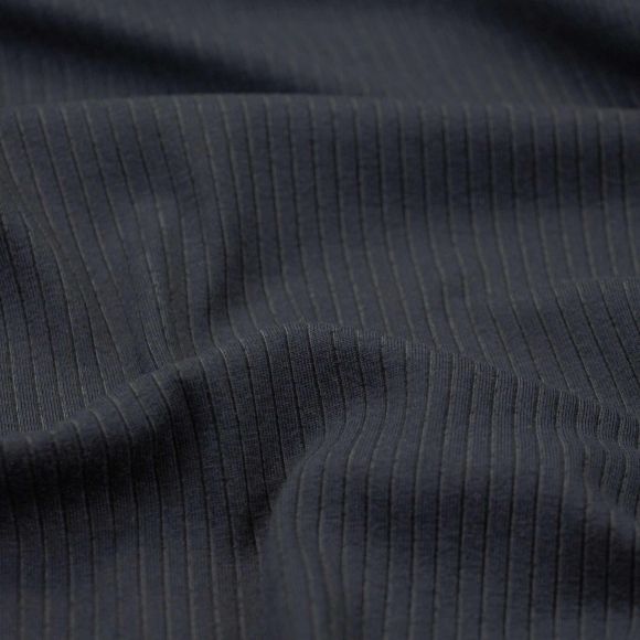 Jersey côtelé en coton - uni "Suzanne" (bleu nuit)
