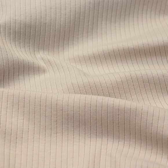Jersey côtelé en coton - uni "Suzanne" (beige)