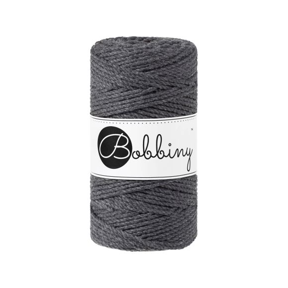 Fil macramé en coton recyclé "Rope Ø 3 mm - charcoal" (anthracite) de Bobbiny