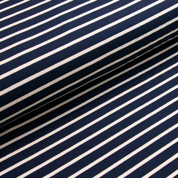 Sommersweat Baumwolle - French Terry "Streifen" (marine-offwhite)