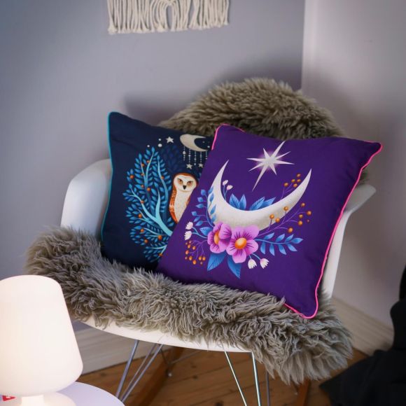 Canvas Bio-Baumwolle Panel "Midnight - Dream On" (schwarz/violett/blau) von hamburger liebe