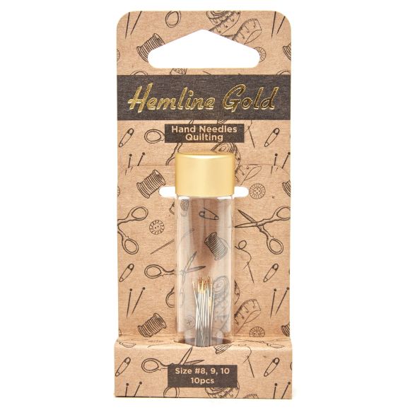 Aiguilles à coudre - lot de 10 (n° 8/9/10) de Hemline Gold