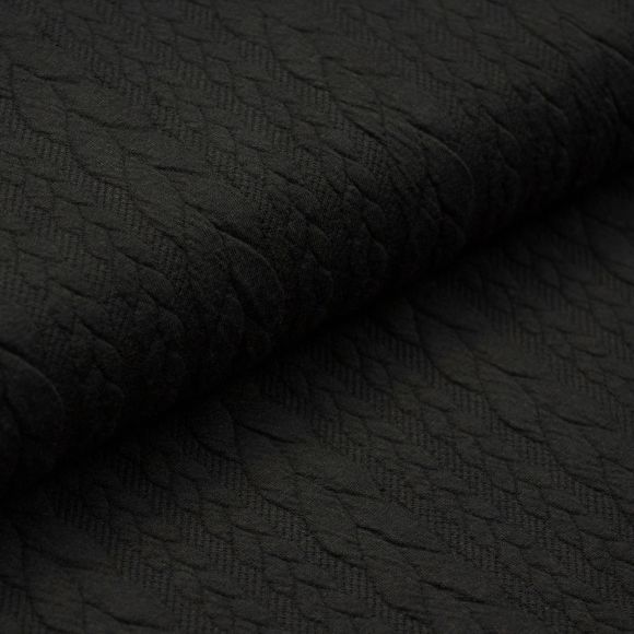 Tricot jacquard jersey "Motif tressé" (noir)