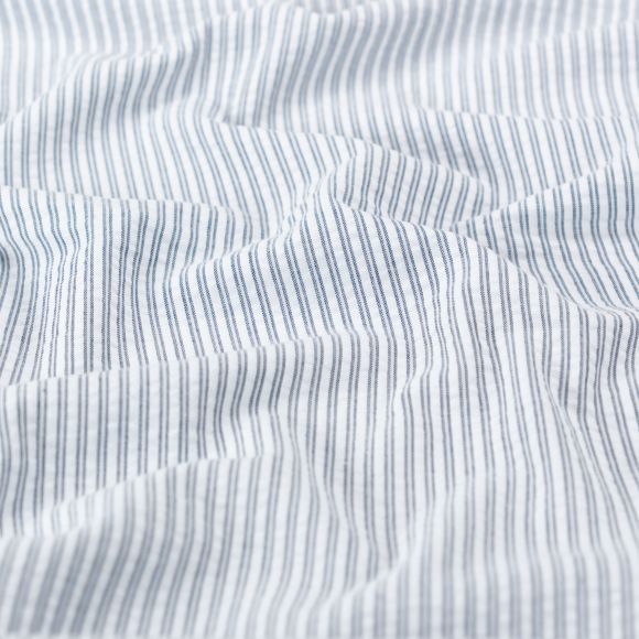 Seersucker coton "Rayures doubles" (blanc-bleu nuit)