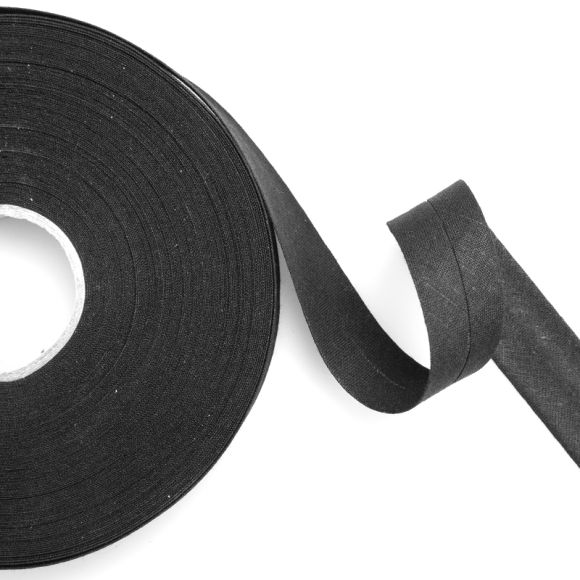 PRYM Schrägband Baumwolle uni 20 mm, Rolle à 30 m (schwarz) 903200