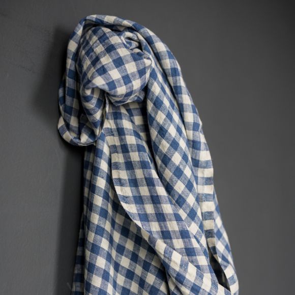 Leinenstoff - garngefärbt "Faro-Gingham/Karo" (blau/creme) von MERCHANT & MILLS