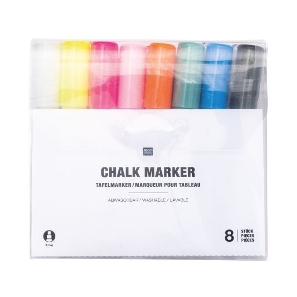 Marqueur craie "Window chalk - basic" 3 mm, lot de 8 pces (multicolore) de RICO DESIGN