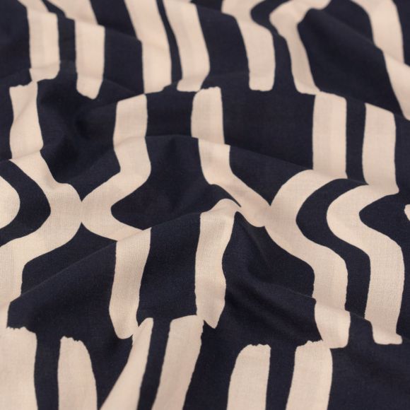 Voile coton "abstrait" (noir-sable)