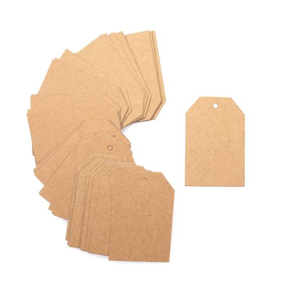 Étiquettes cadeaux en papier kraft 6 x 4 cm, lot de 50 (brun)