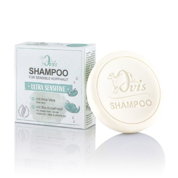 Naturseife Bio-Schafmilch/Aloe Vera/Panthenol - feste Shampooseife "Ultra Sensitive" rund - 95 g