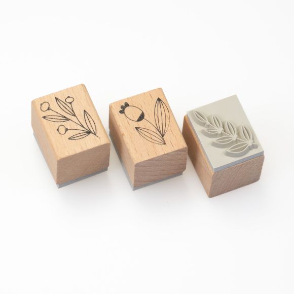 Holzstempel-Set "Zweige/Splendid Christmas" 3-teilig (natur)