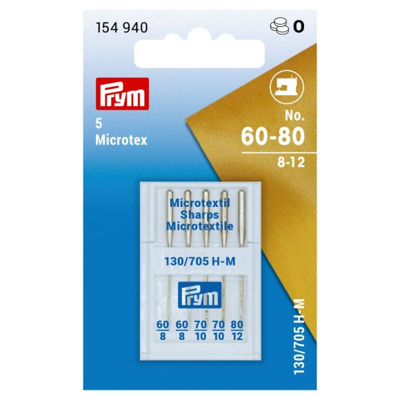 PRYM Nähmaschinennadeln "Microtex " Stärke  60/70/80 5 Stk. 154940