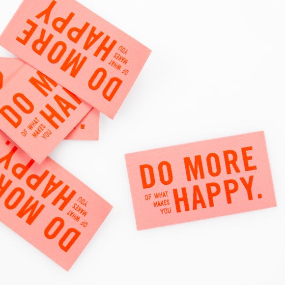 Ecusson thermocollant "Do more of what makes you happy" - rose, lot de 5 pces de #mehrEtikette