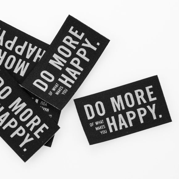 Patch zum Aufbügeln "Do more of what makes you happy" - schwarz / 5 Stück von #mehrEtikette