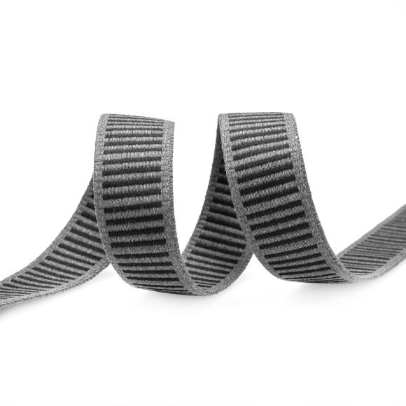 Gurtband "Recycling Striche" 40 mm (grau meliert-schwarz)
