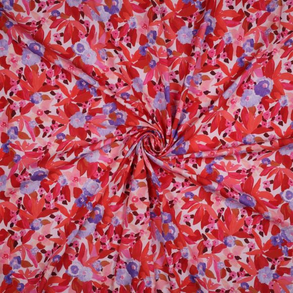 Viscose Ecovero "Digital Floral" (offwhite-rouge/lilas) de Nerida Hansen