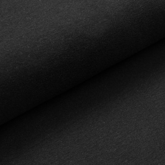 Tissu bord côte bio lisse "Ben" - tubulaire (noir)