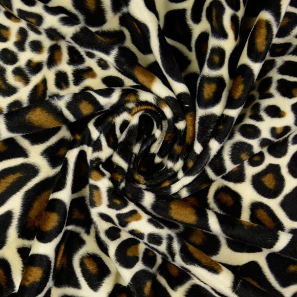 Fausse fourrure "Girafe/animal print" (beige-brun clair/noir)