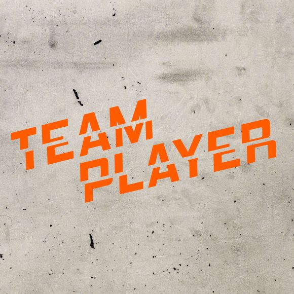 Motif film de découpe à repasser "Teamplayer" (orange fluo) de KREANDO