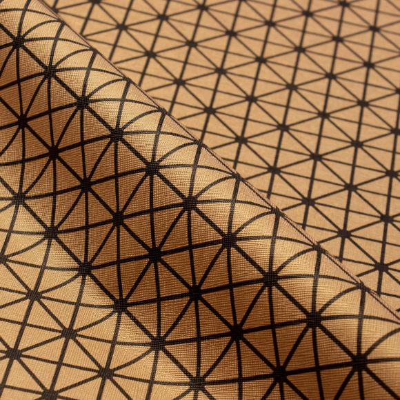 Similicuir fantaisie "Grille géométrique" - coupon de 50 x 70 cm (doré-noir)