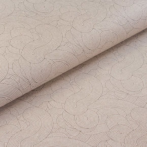 Canvas Baumwolle - beschichtet "Zen/Wellen" (beige-grau)